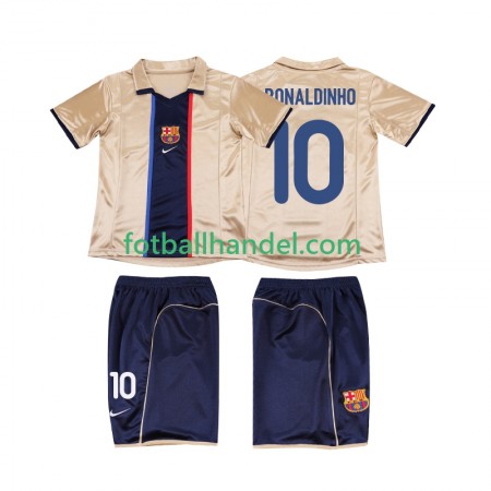 Barn Fotballdrakter FC Barcelona RONALDINHO 10 2001 Borte Retro 2002 Kortermet